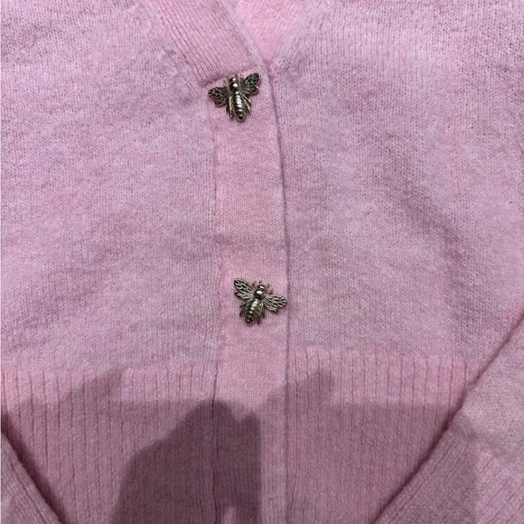 Paris Atelier & Other Stories Soft Pink Wool & Alpaca Blend Bee Cardigan - Picture 6 of 12